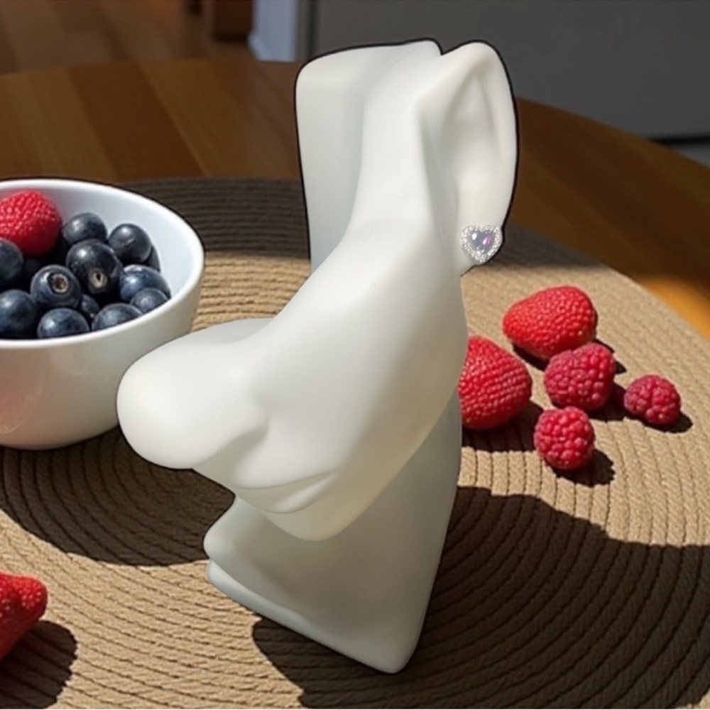 Gorgeous Purple and Silver Heart Shaped Earrings - NWOT - Picture 2 of 3